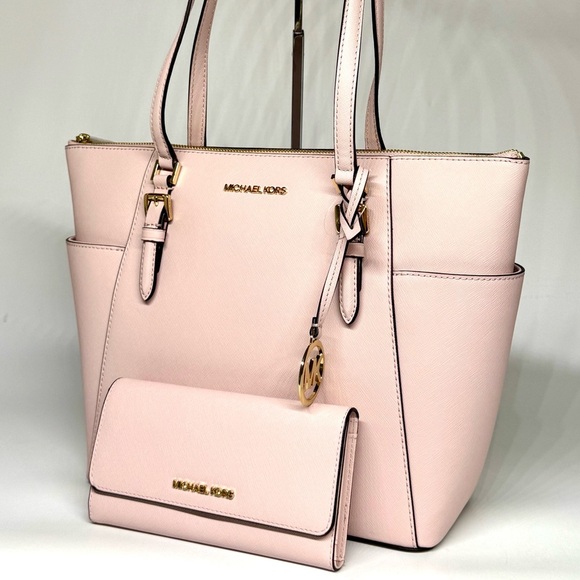 Michael Kors Charlotte Large Top-Zip Tote Bag & Matching Trifold Wallet - Picture 2 of 12